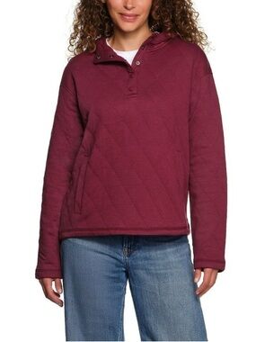 Lands End Quilted Hooded Pullover Top